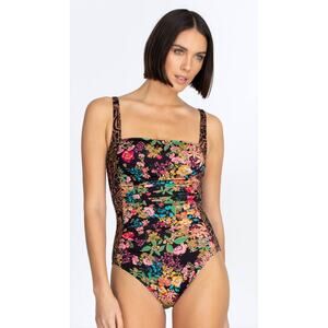 Johnny Was California Millo Ruched Floral One Piece Swimsuit Women’s Size L
